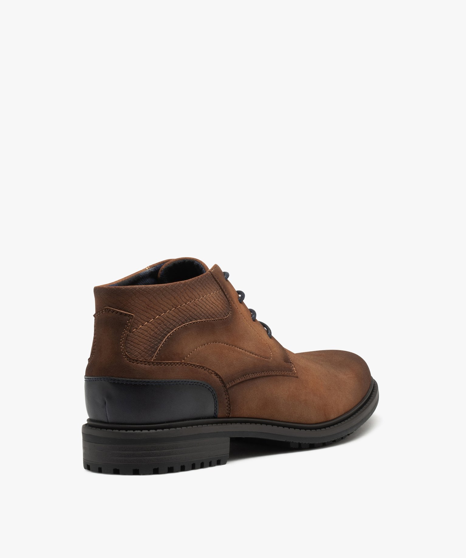Low-boots avec surpiqres et lacets contrastants homme cognac | GEMO