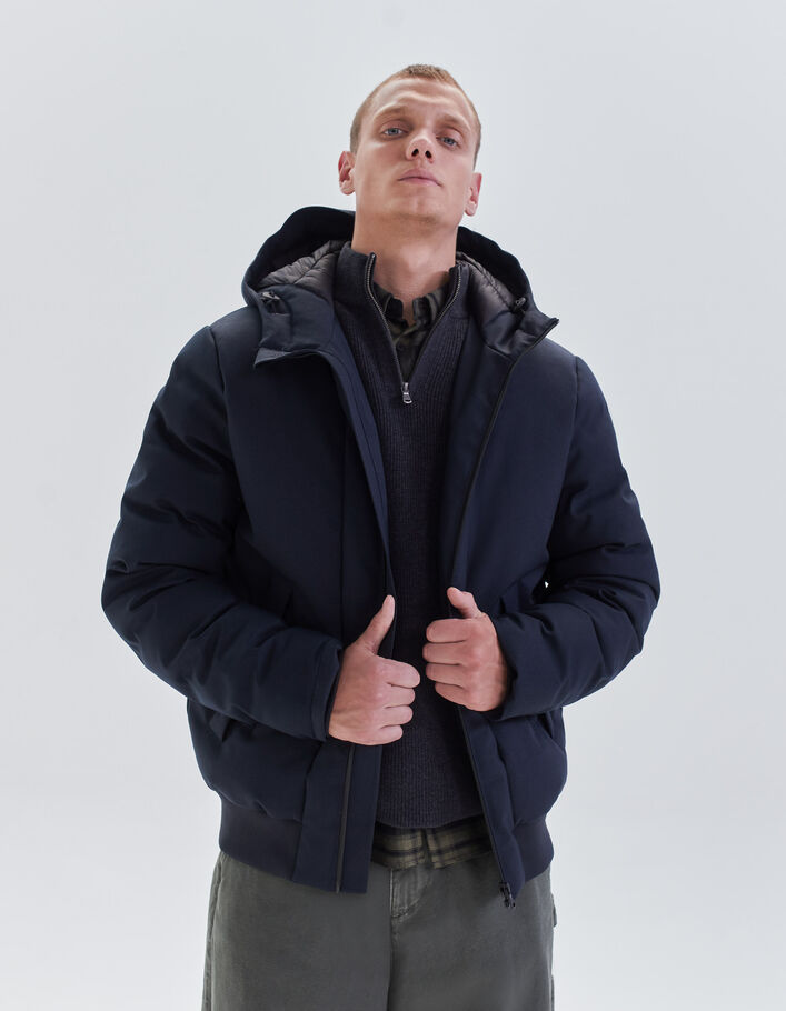 Doudoune navy nylon granité WATERPROOF BREATHABLE Homme