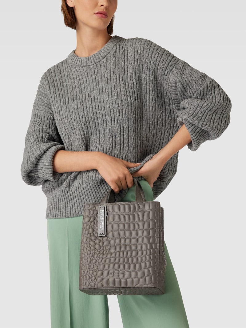 Tote Bag in Reptil-Optik Modell 'Paper Bag' in dunkelgrau