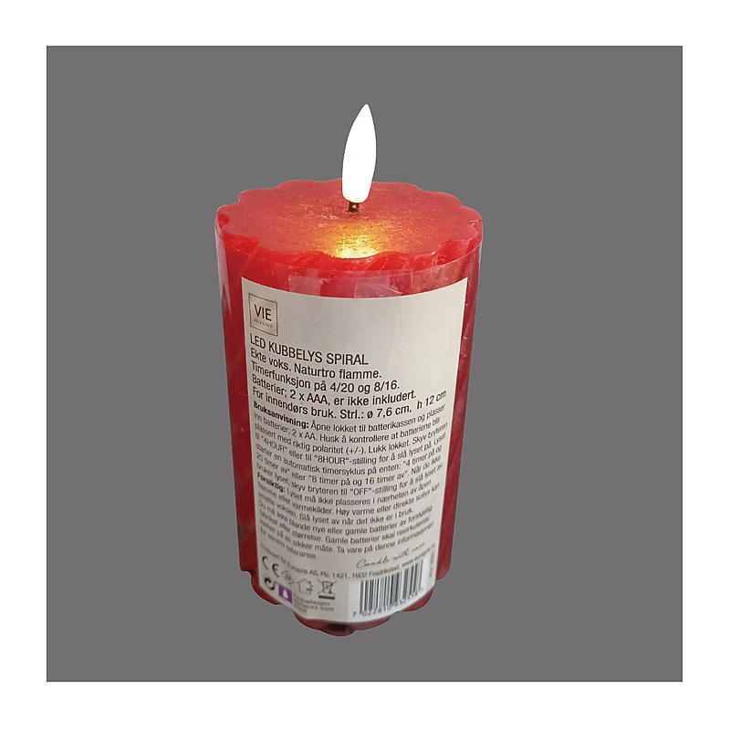 Vie Selected Kubbelys 12 cm ø 7,6 cm LED timer spiral rød