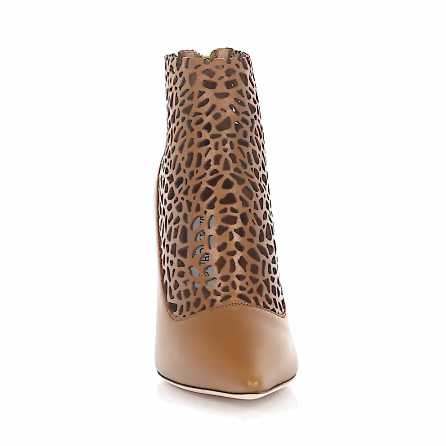 Jimmy Choo - High Heels Stiefeletten Glattleder Kalbsleder perforiert braun - braun