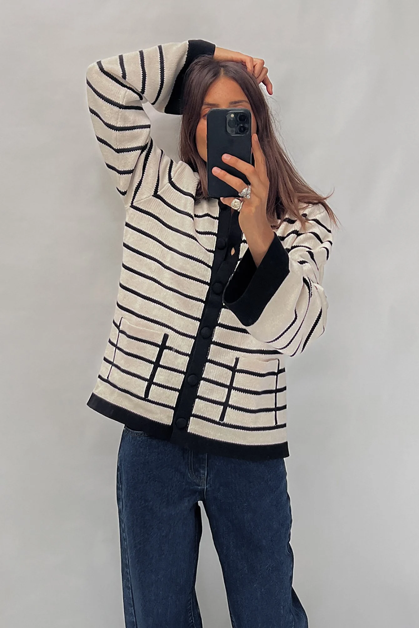 Gestreifter Oversize-Strickcardigan