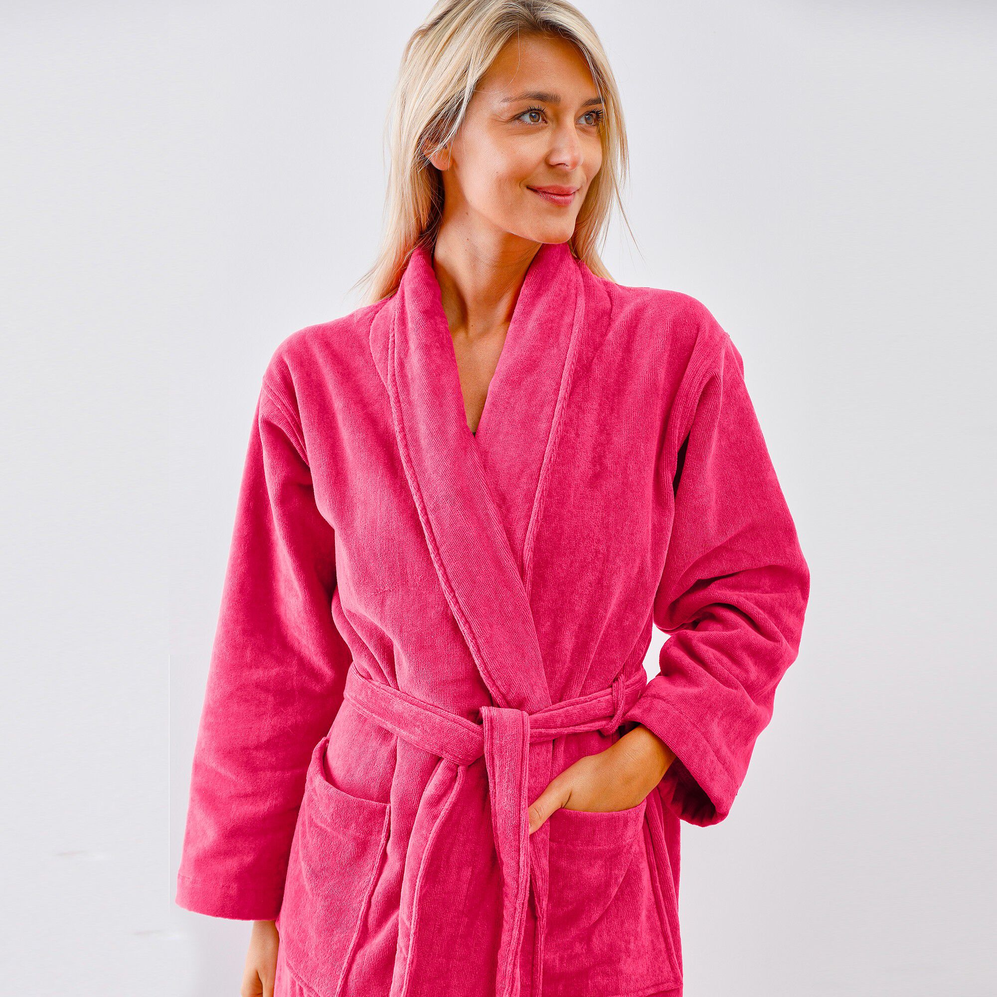 Peignoir mixte adulte éponge velours col châle