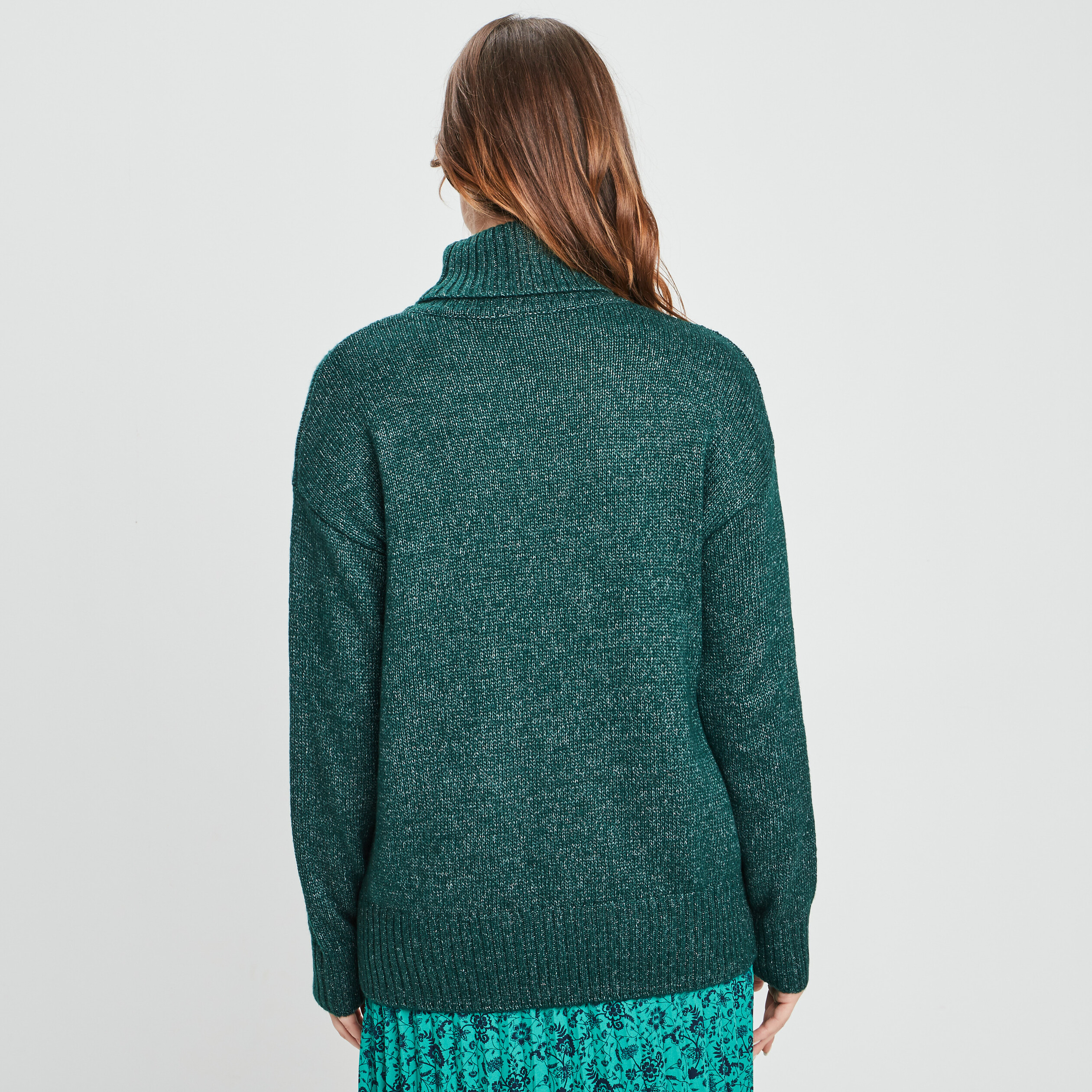 Pull col roulé vert foncé femme | La Halle