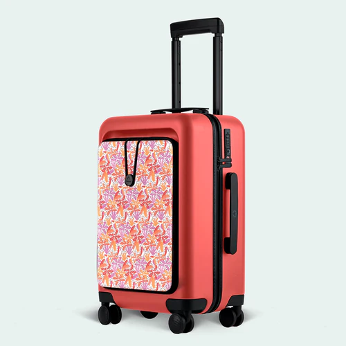 LHR 4-wheel hard-shell suitcase with orange CPH pouch