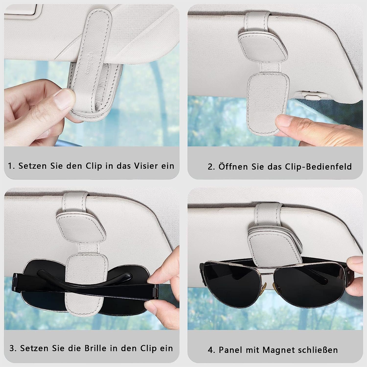 NUODWELL Autosonnenschutz 2 Pack Brillenhalter Auto Sonnenblende, Visier Sonnenbrillenhalterung