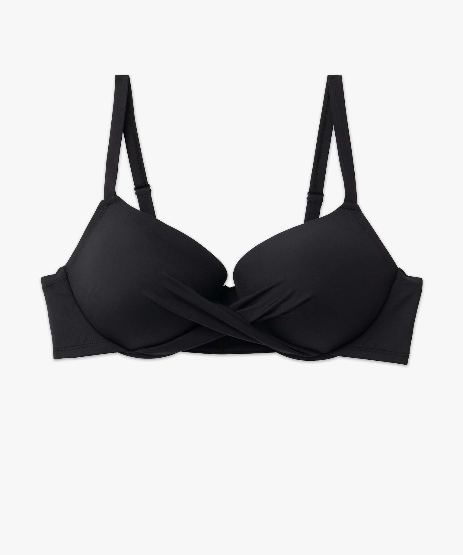Haut de maillot de bain femme grande taille emboitant et drapé noir | GEMO
