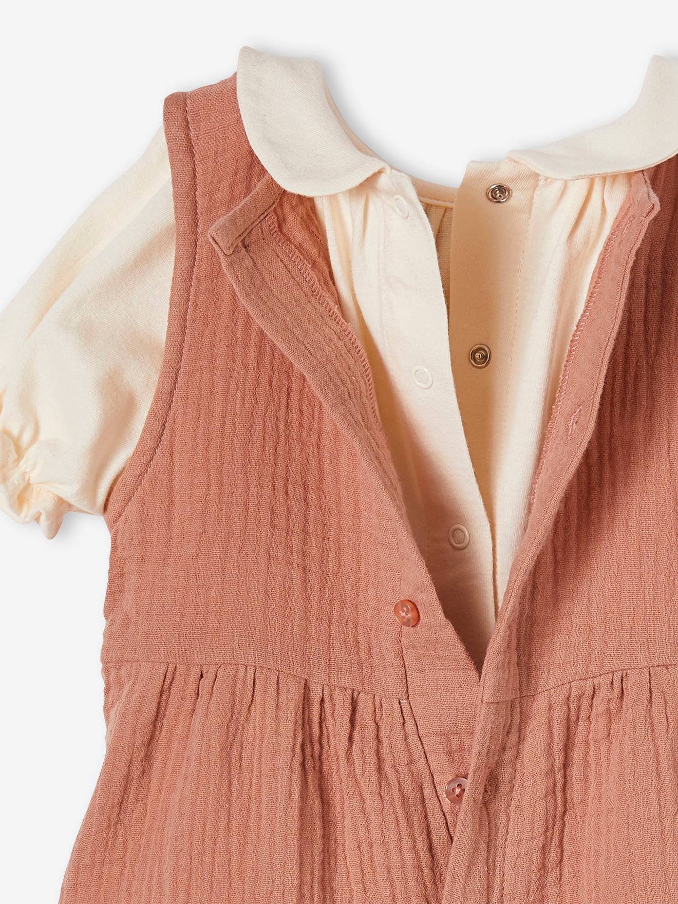 Ensemble 3 pièces bébé T-shirt, combinaison et bandeau personnalisable vieux rose