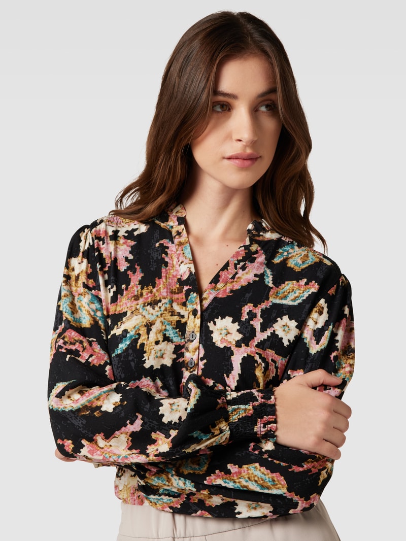 Bluse mit Allover-Print Modell 'TAKARI' in schwarz