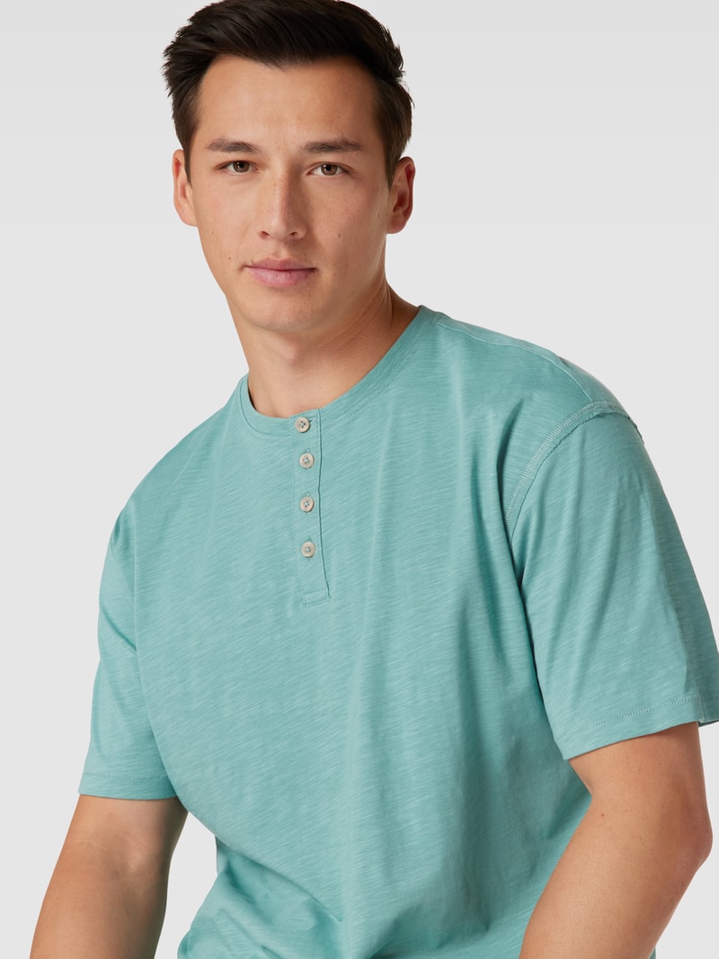 T-Shirt mit Knopfleiste in helltürkis