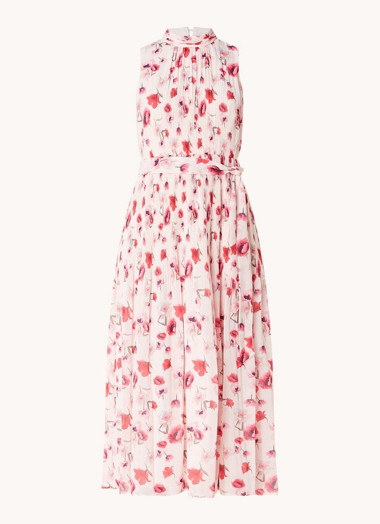Vestido midi Tillie de Phase Eight con estampado floral y pliegues.