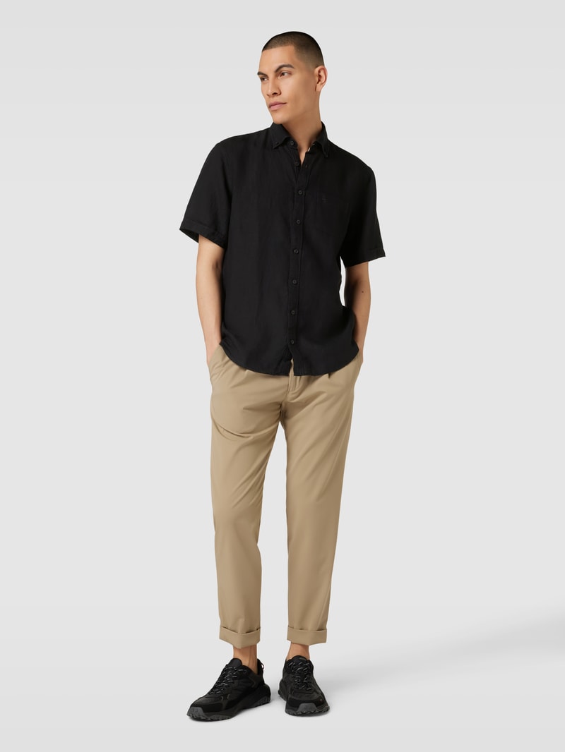 Business-Hemd aus Leinen mit Button-Down-Kragen in anthrazit