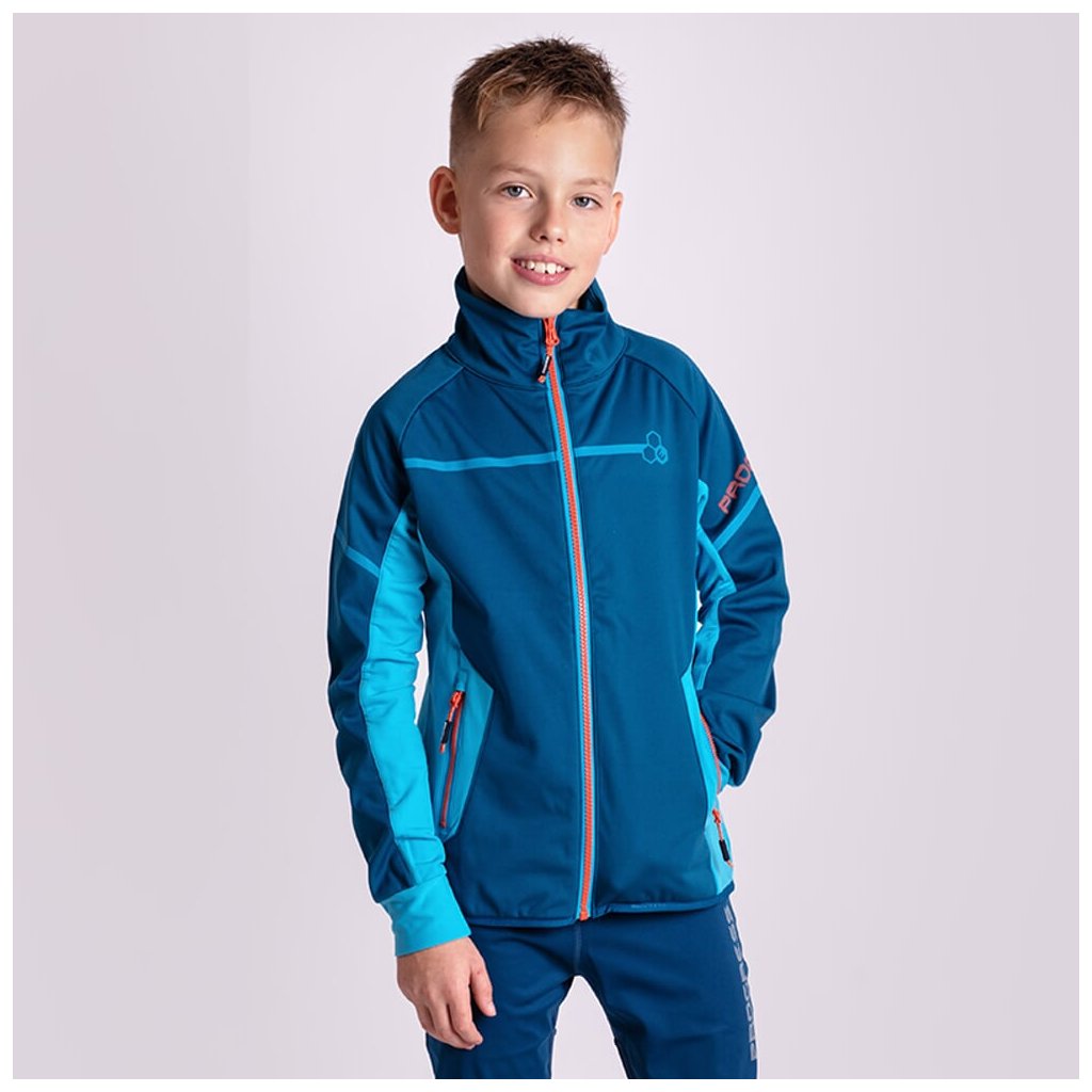 Progress Coolio JKT Kinder-Softshell-Jacke Petrolblau/Hellblau