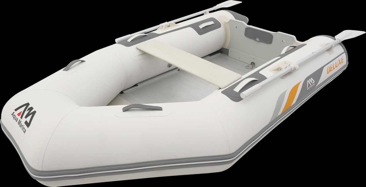 PureHaven Aqua Marina Deluxe Schlauchboot 4 Personen 277x150cm mit Hochdruck-PVC-Gewebe Reparaturset Handpumpe Sitzbank Transporttasche Paddel Weiß