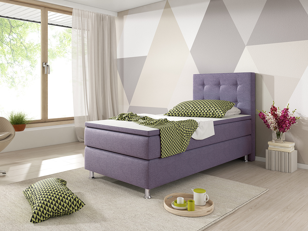 IHG Boxspringbett Köln 90x200 Webstoff Lila