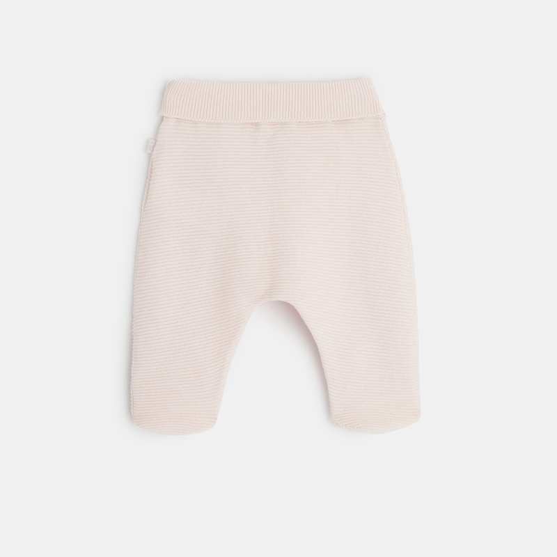 Legging tricot côtelé rose naissance