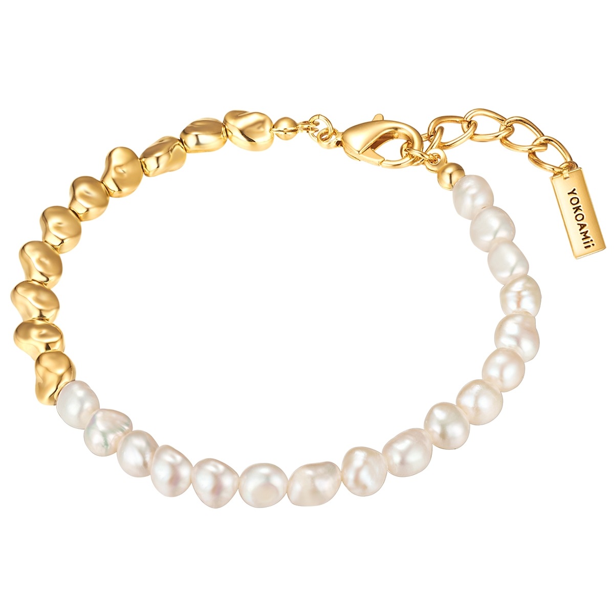 Armband Metall Muschelkernperle in Gelbgold
