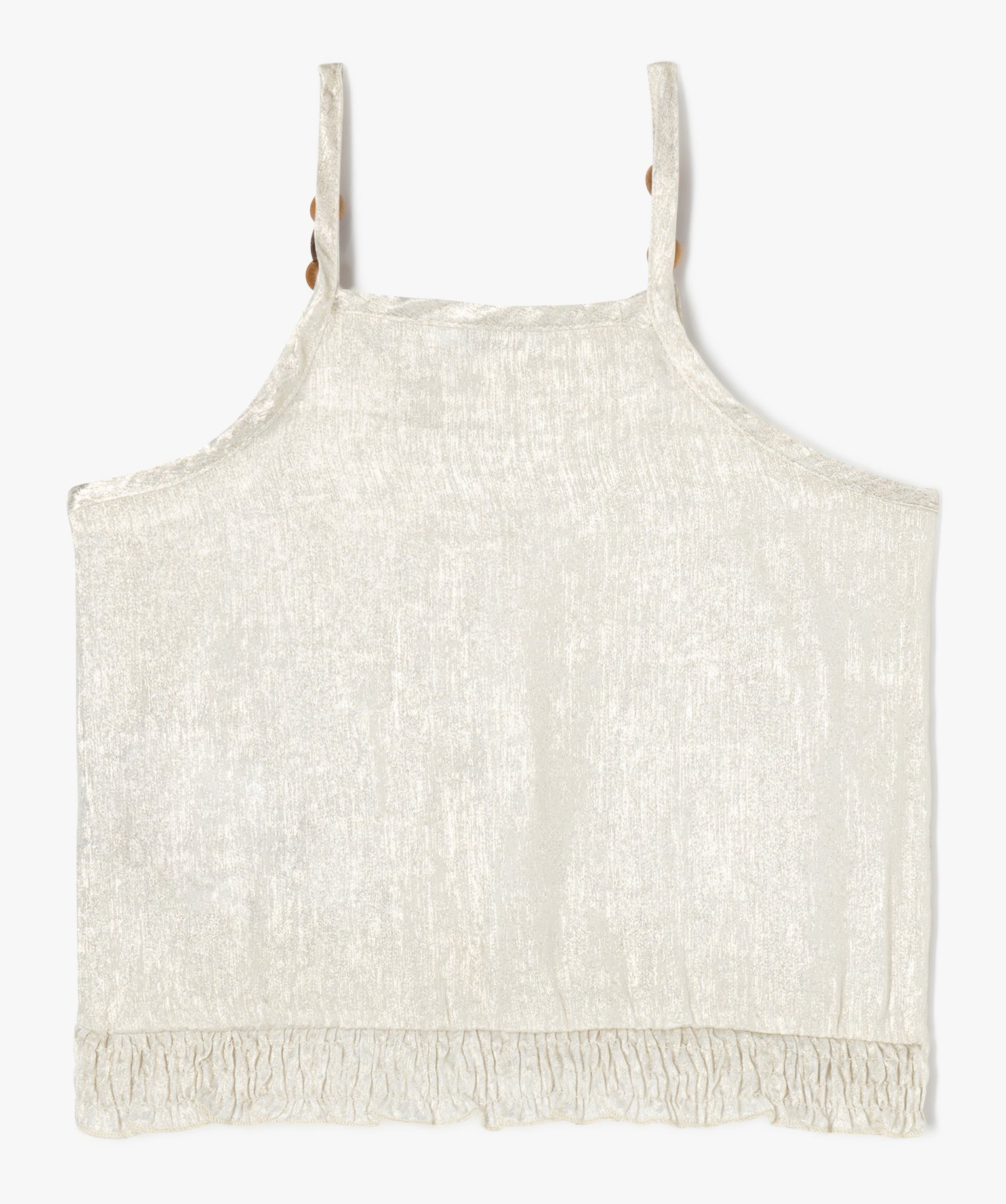 Débardeur pailleté avec bas smocké fille or | GEMO