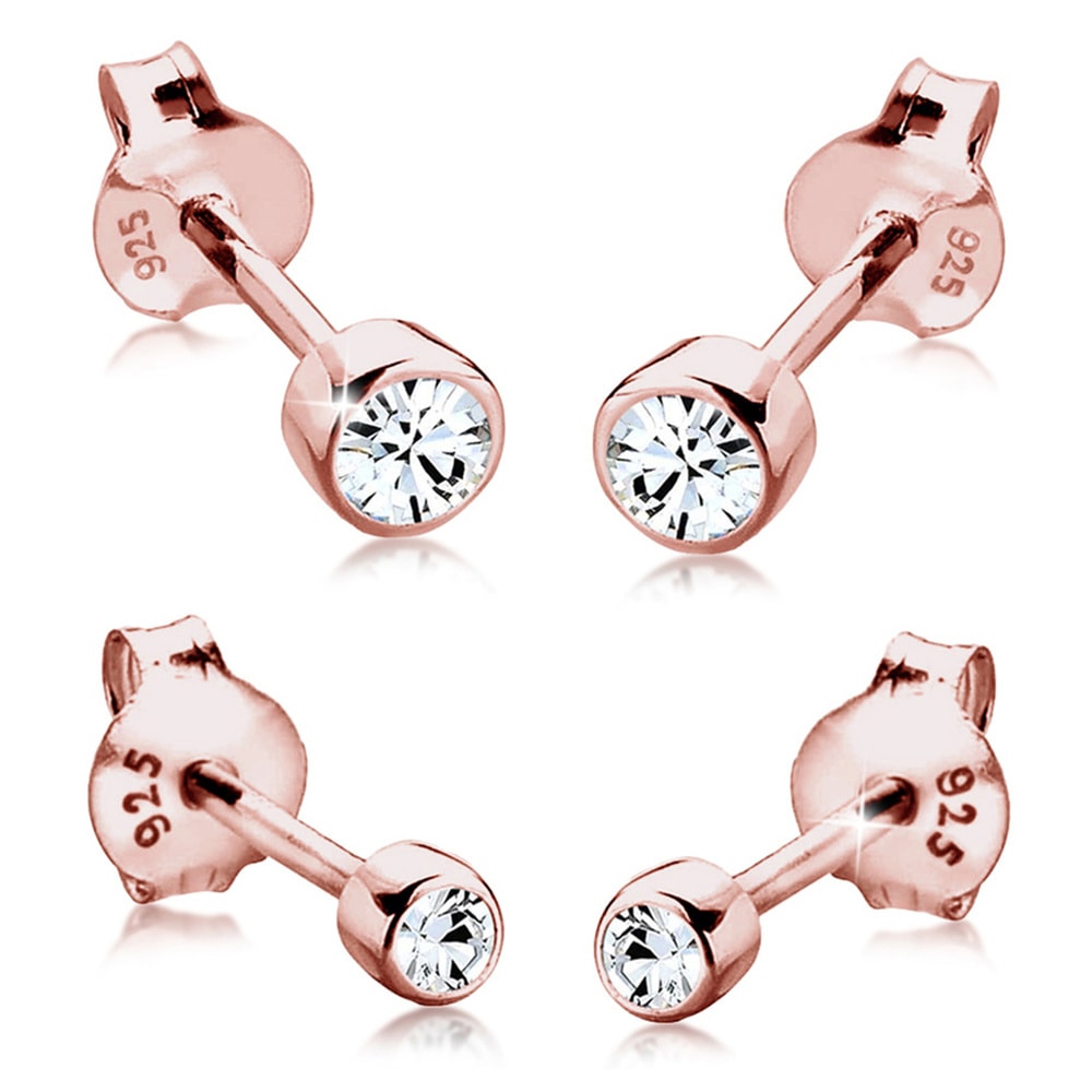 Elli Elli by Julie & Grace Boucles d'Oreilles Solitaire Ensemble Cristaux en Argent 92 Boucles d'oreilles