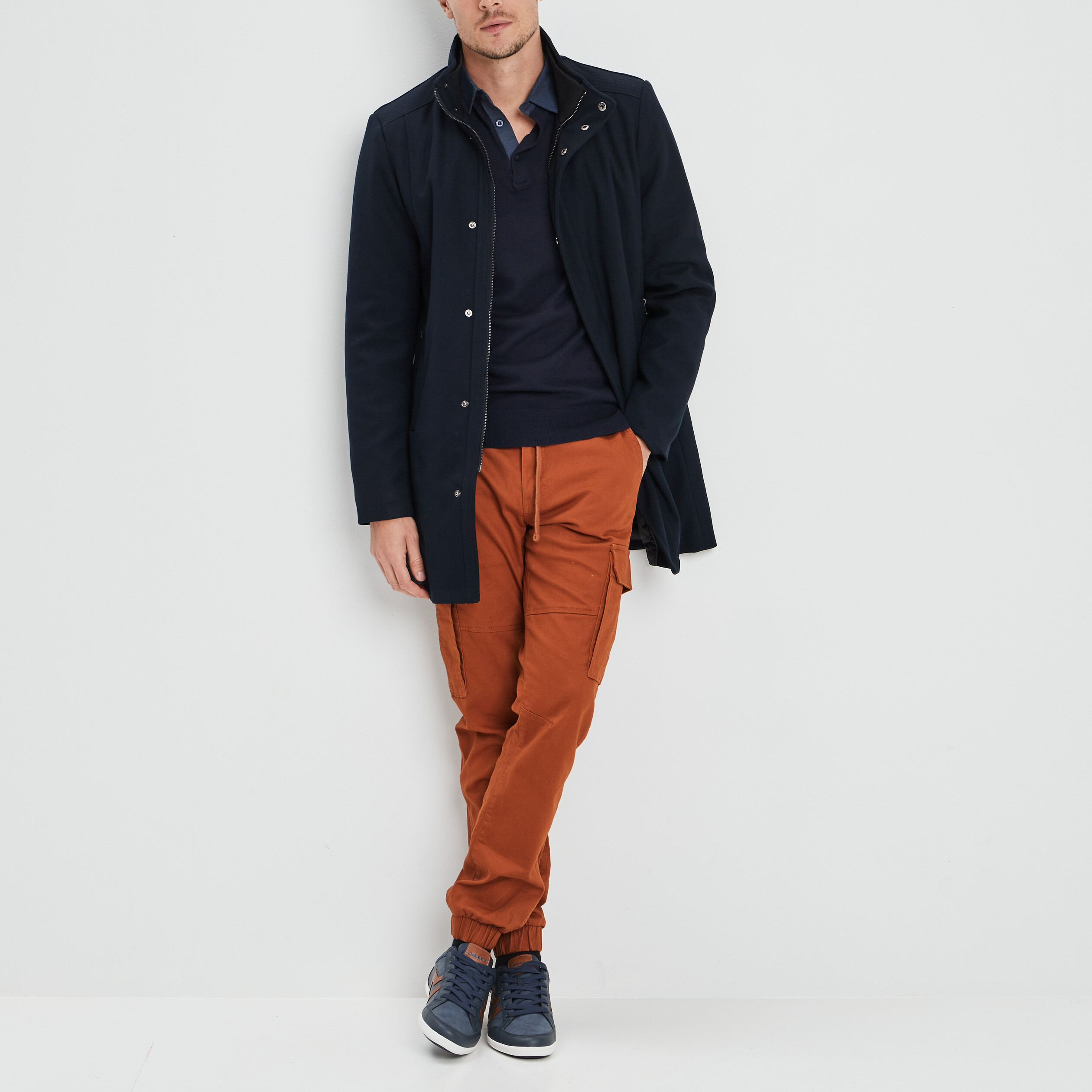 Pull avec col polo bleu marine homme | La Halle