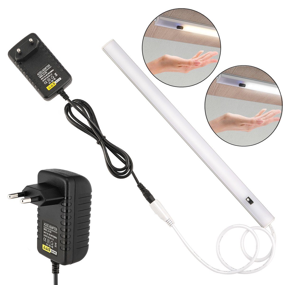 iscooter LED Unterbauleuchte Küchenlampe Schranklicht Nachtlicht mit Hand Bewegungssensor, 230V, LED fest integriert, Warmweiß, Kaltweiß, LED Unterbauleuchte, LED Sensor Licht Schrankleuchten, Für Schrank