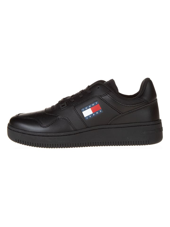 Tommy Hilfiger Shoes Leder-Sneakers in Schwarz günstig kaufen