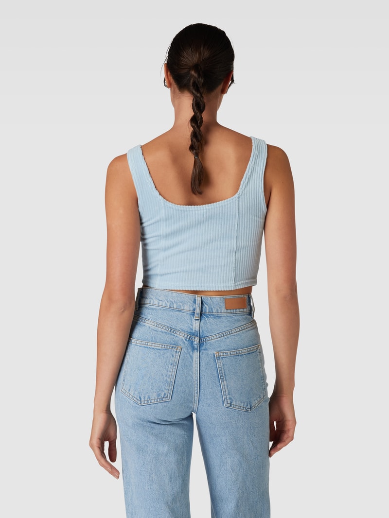 Crop Top mit Logo-Stitching in hellblau