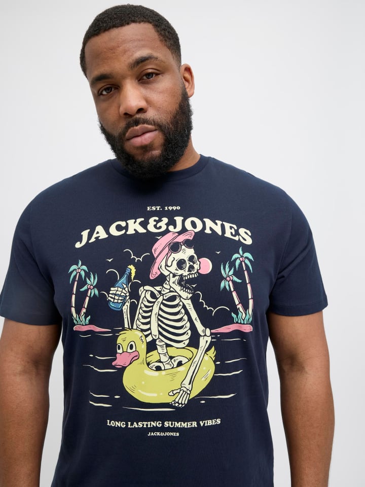 JACK & JONES PLUS T-shirt in Sky Captain günstig kaufen 4XL