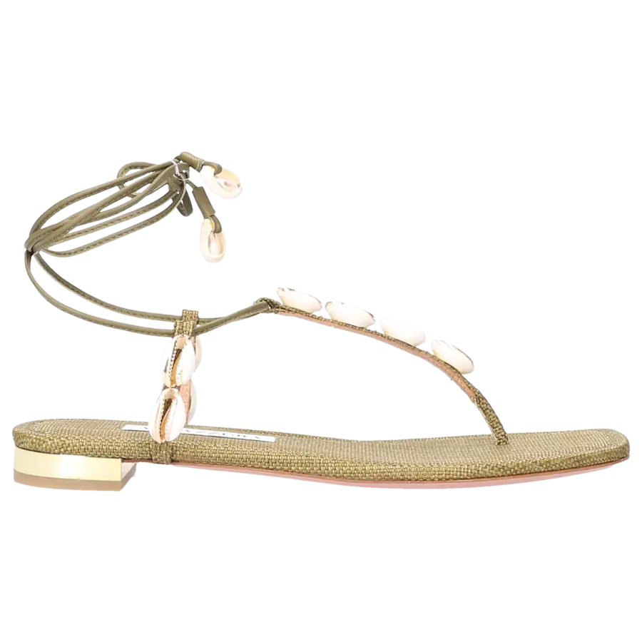Aquazzura - Zehentrenner OF TO THE BEACH Kalbsleder - grün