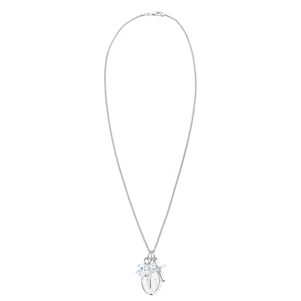 Elli Elli Collier Femmes Madone Croix avec Cristal de Zirconium en Argent Sterling 925 collier