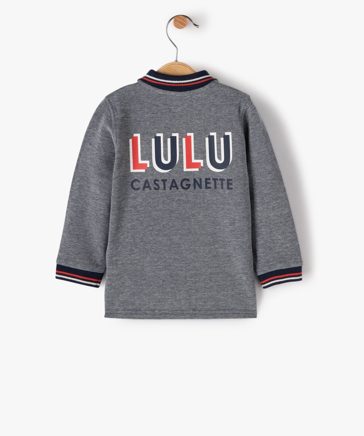 Polo bébé Garçon tricolore à manches longues – LuluCas... marine | GEMO