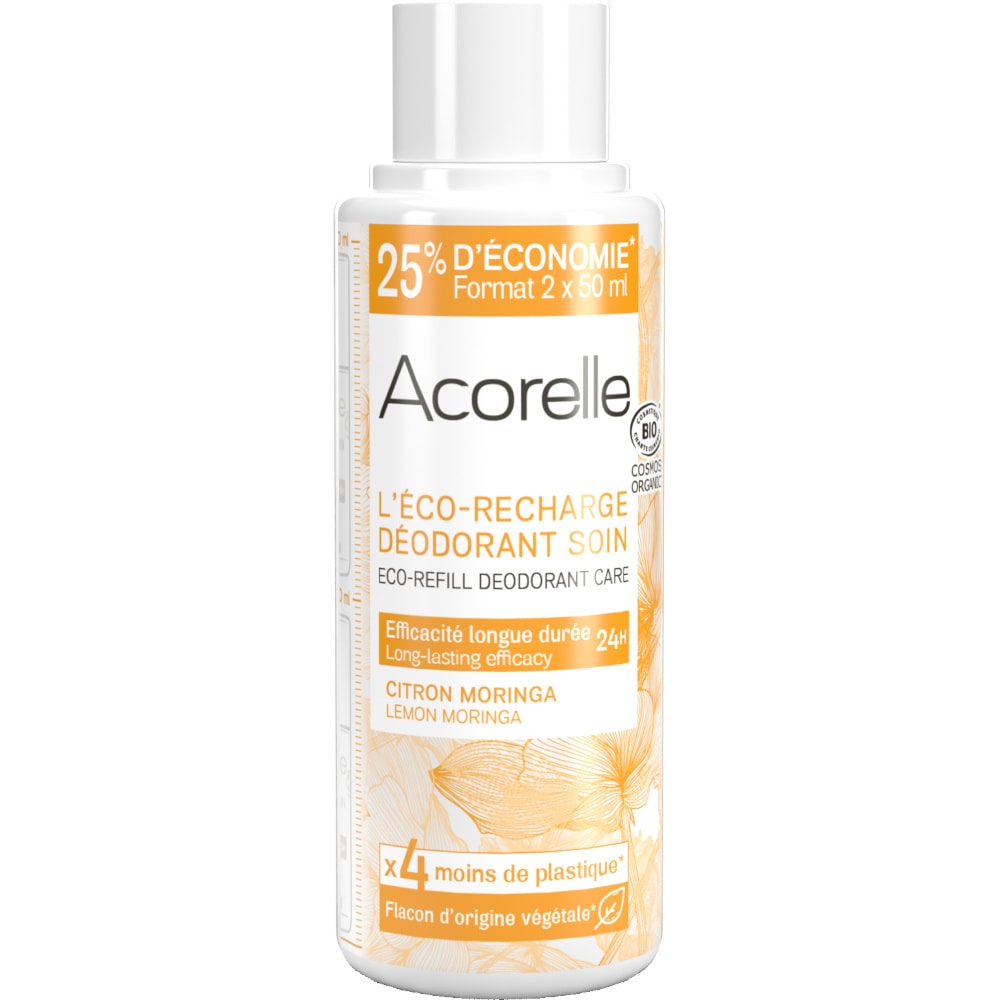acorelle Recharge déo soin Citron Moringa 100ML Recharge pour déodorant bille