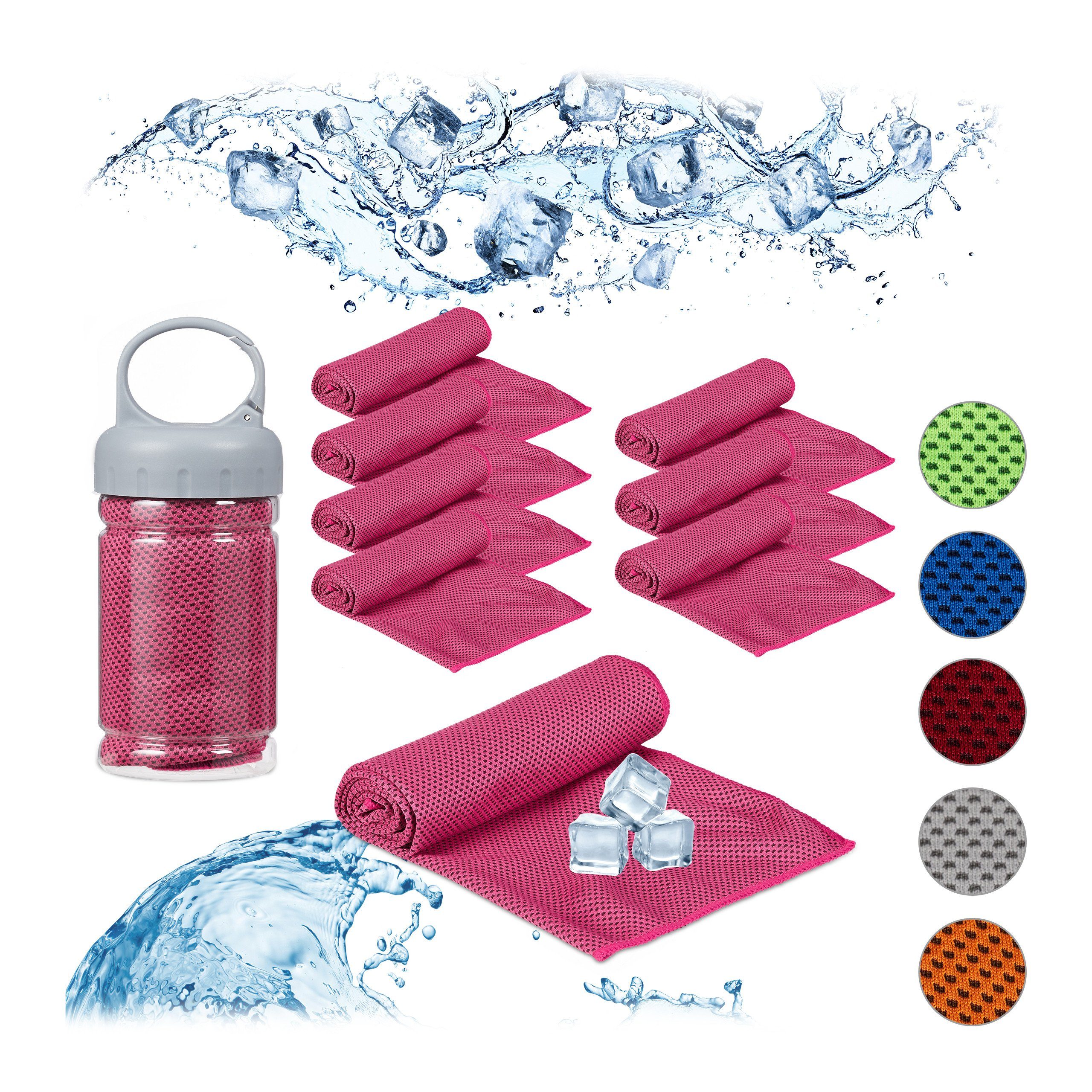 relaxdays Sporthandtuch 8x Kühlendes Handtuch in Pink