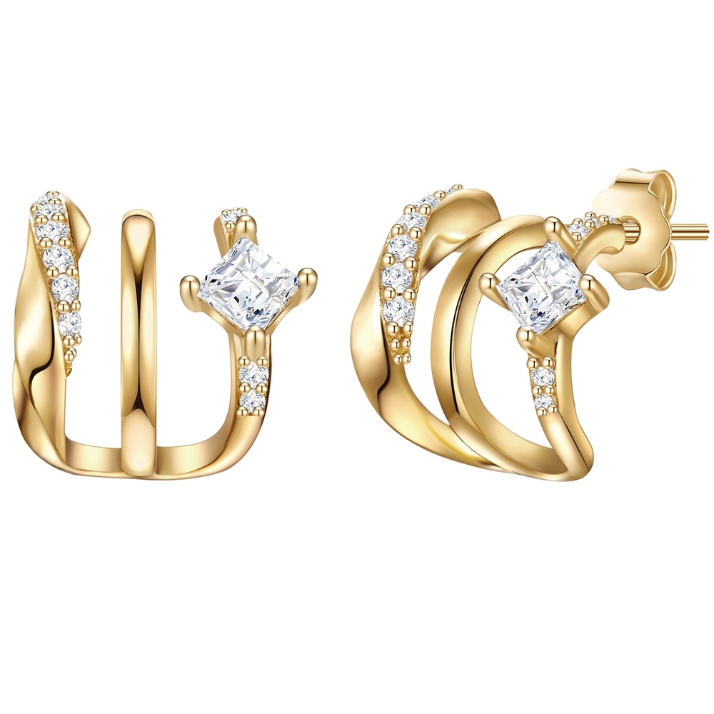Glanzstücke München Puces d'oreilles en argent Argent sterling Oxyde de zirconium (CZ) en Or jaune Boucles d'oreilles
