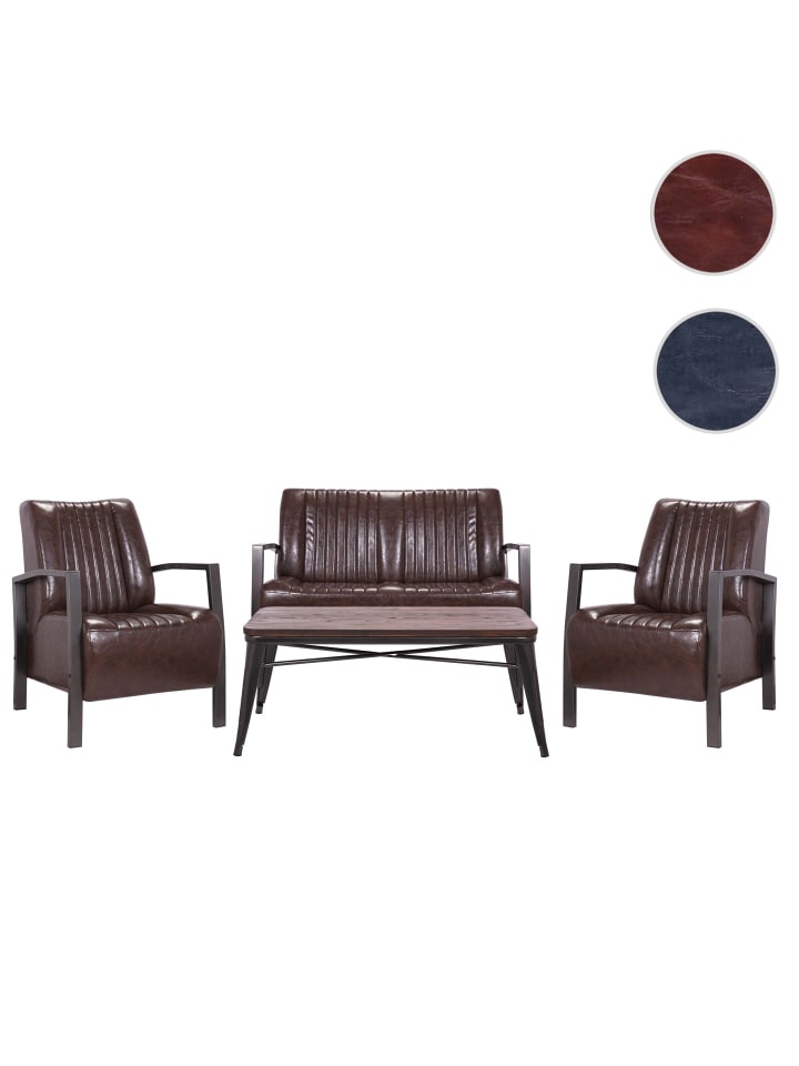 MCW Wohnzimmer-Set H10 im Industriedesign, Braun günstig kaufen onesize