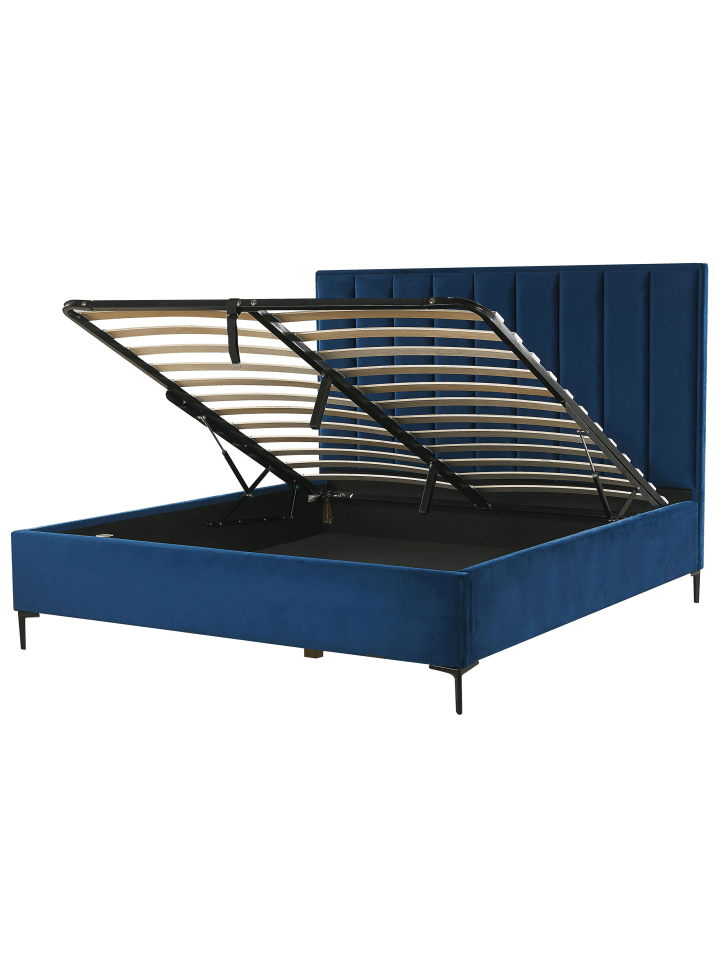 Beliani Doppelbett SEZANNE in Blau/Schwarz - (W) 190 x (H) 142 x (L) 215 cm günstig kaufen onesize