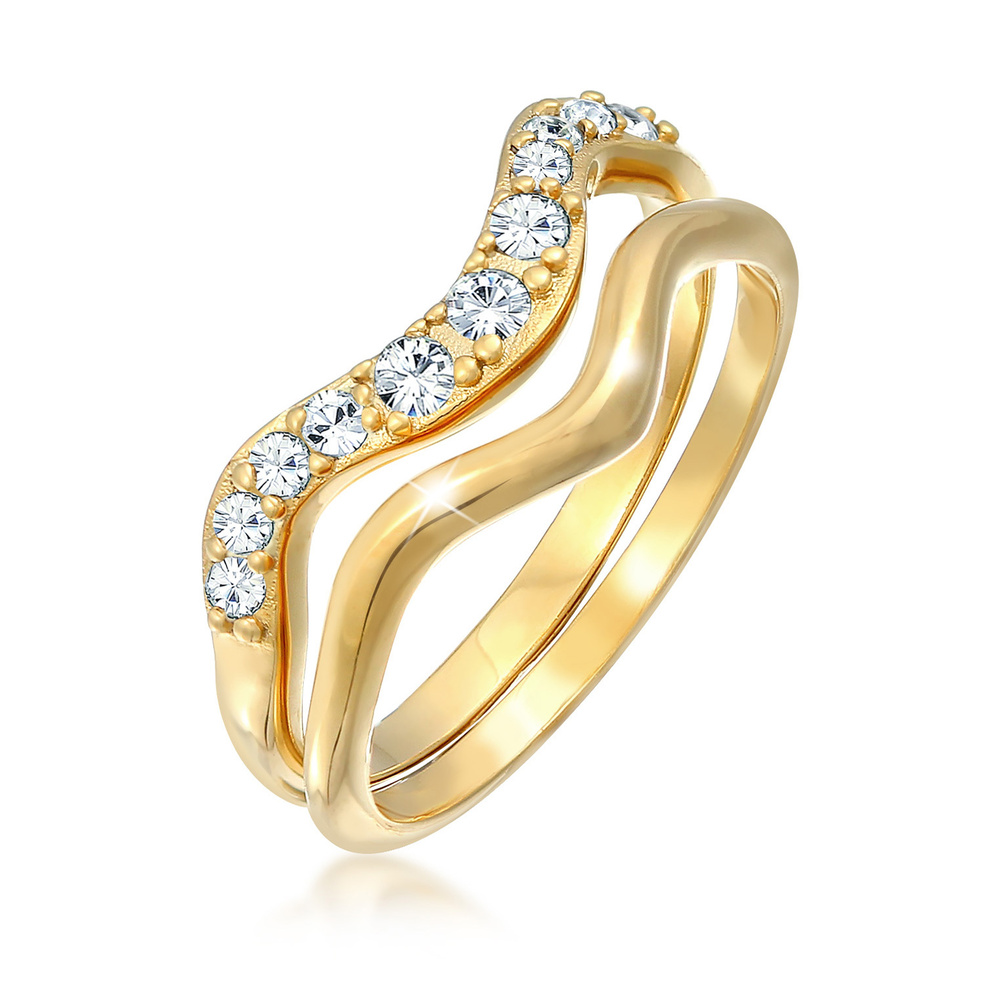 Elli Elli Bague Bagues superposées pour femmes - Ensemble de 2 bagues courbes avec cri Bague