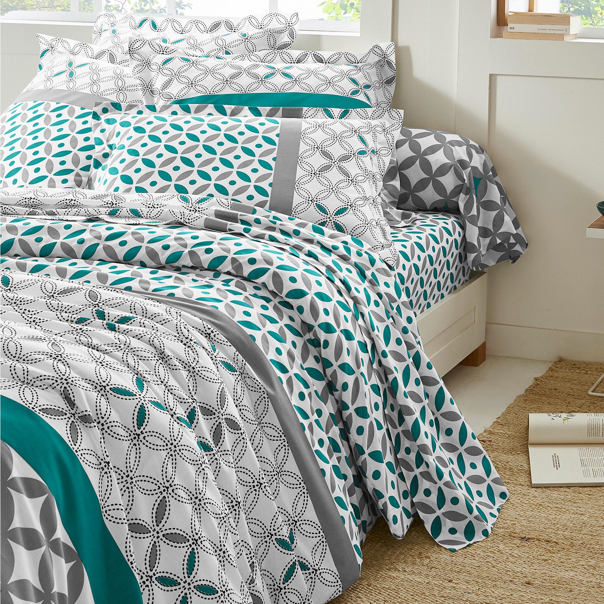 Linge de lit Marlow en coton à motifs géométriques
