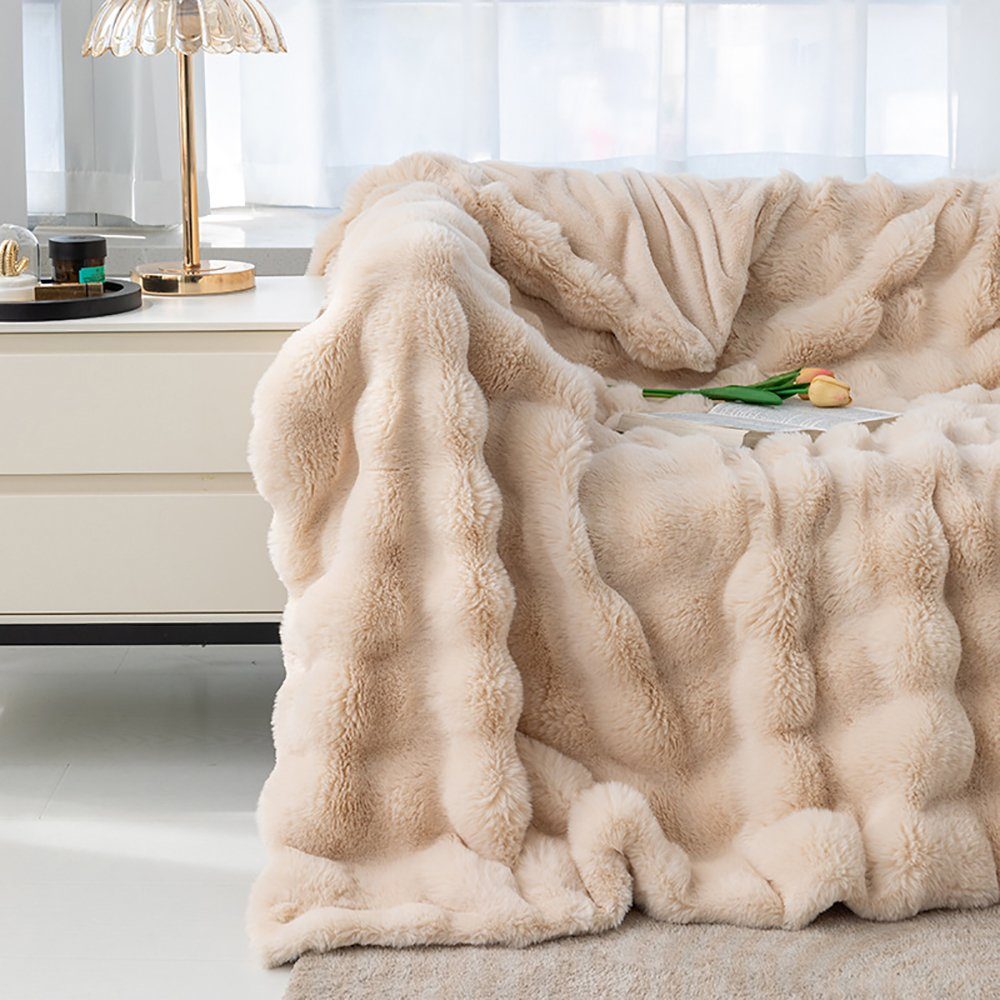 Wohndecke Flanell-Sofadecke Toskana Bubble Blanket Warm und weich, SCOHOME, Casual Nap Blanket Decke Abdeckung Decke
