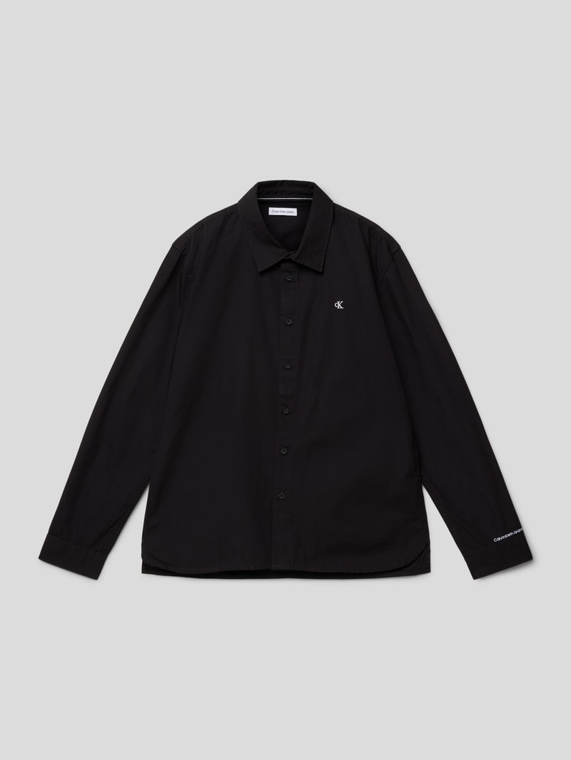 Freizeithemd mit Label-Stitching in black