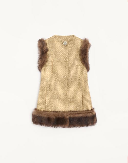 Lurex Canestrello tweed vest met details van schapenvacht.