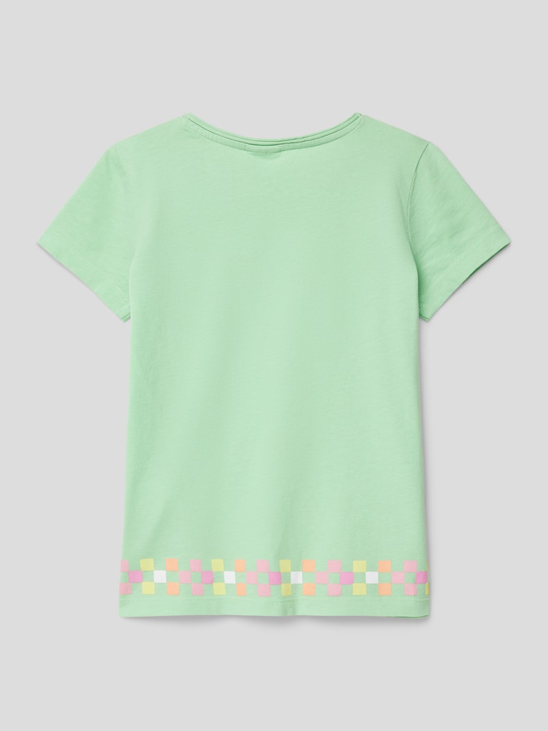 T-Shirt mit Paillettenbesatz in mint