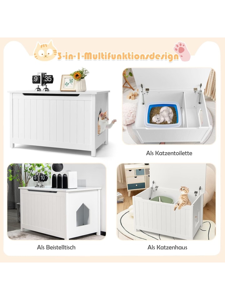 COSTWAY Katzenhaus in Weiß günstig kaufen 51 cm