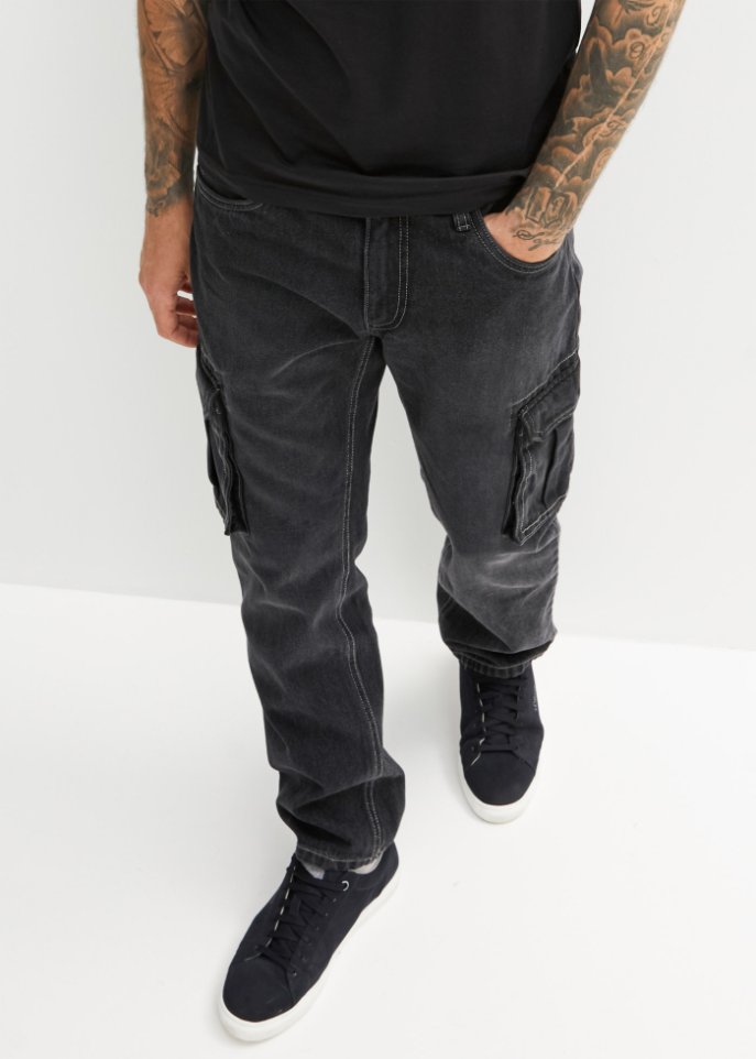 Loose Fit Cargo-Jeans, Straight