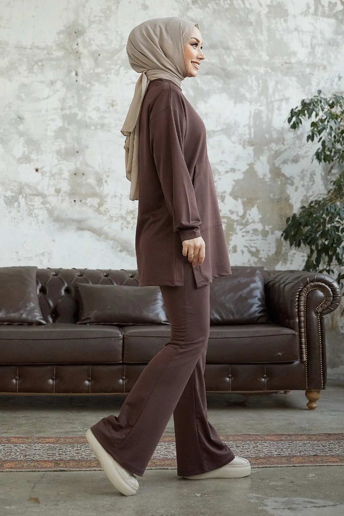 InStyle  Miora spanischer zweiteiliger Knöchelanzug – Bitterbraun