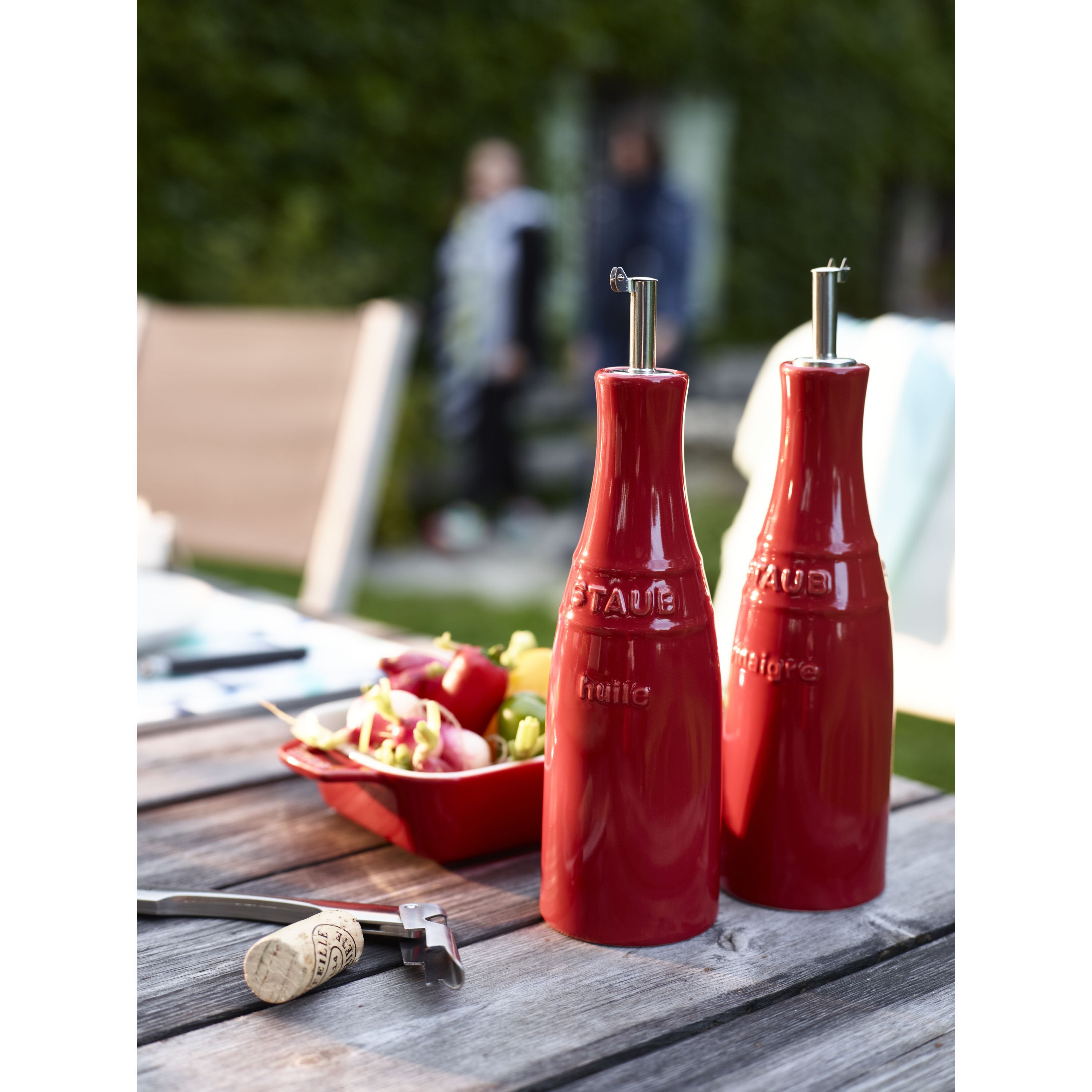 Öl- & Essigset 20 cm, Keramik, Kirsch-Rot