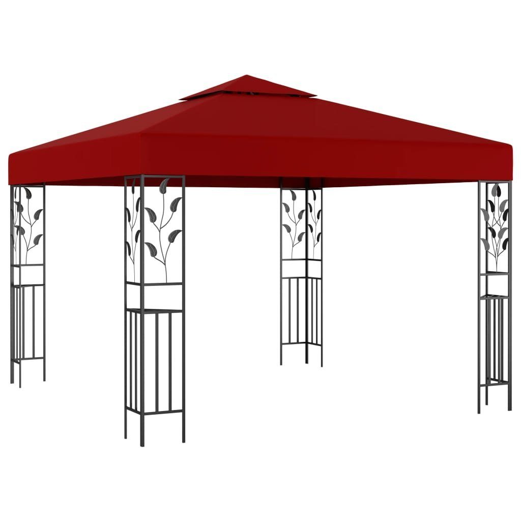 vidaXL Partyzelt Pavillon mit LED-Lichterkette 3x3 m Weinrot