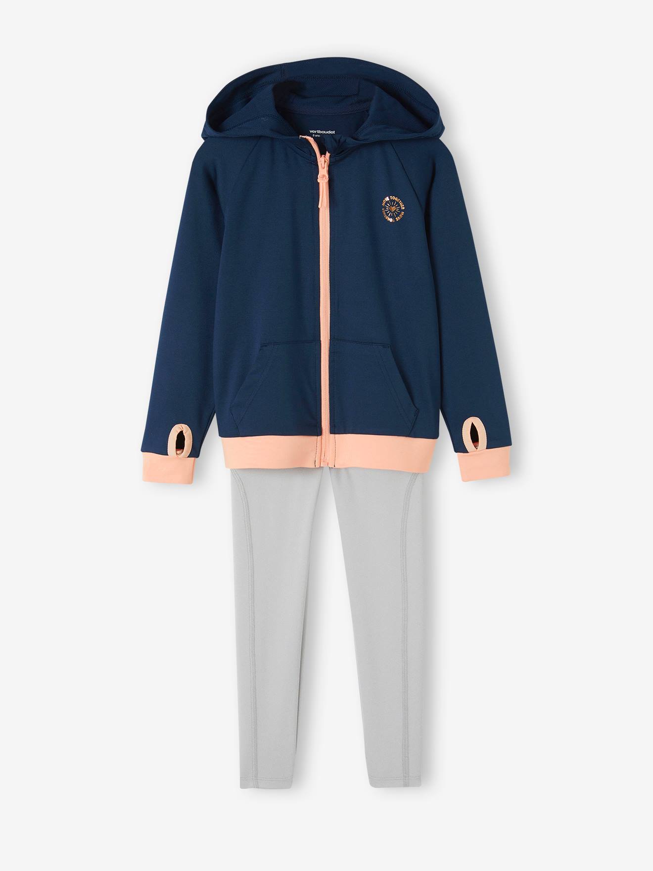 Vertbaudet Mädchen Sport-Set: Sweatjacke & Leggings - pfirsich