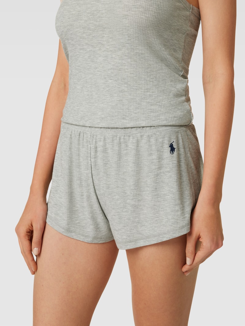 Pyjama mit Label-Stitching in hellgrau meliert
