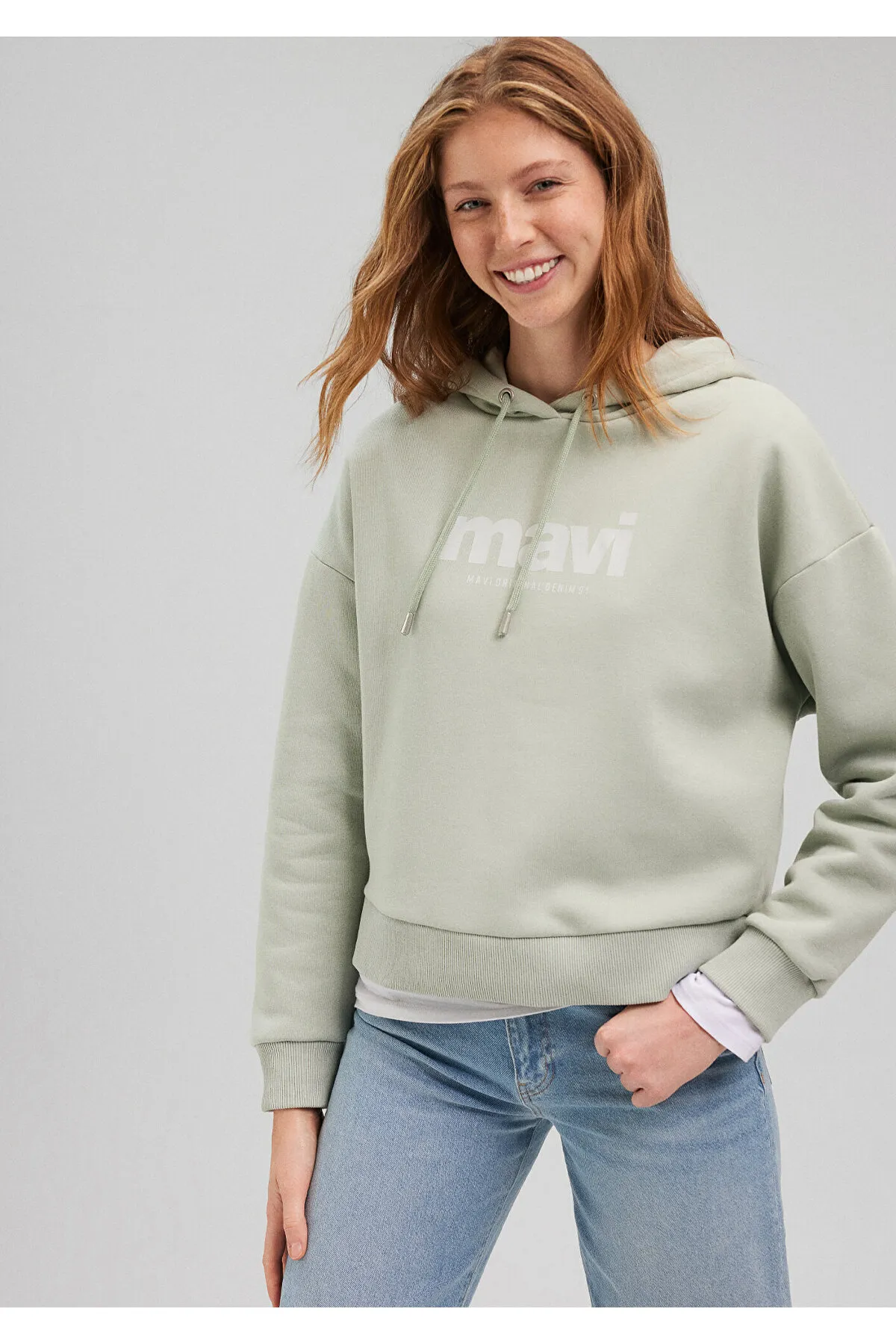 Mavi  Grünes Kapuzen-Sweatshirt mit Logo-Print 168334-71464